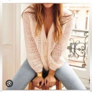 Sézane Derek Cardigan, White, Size S